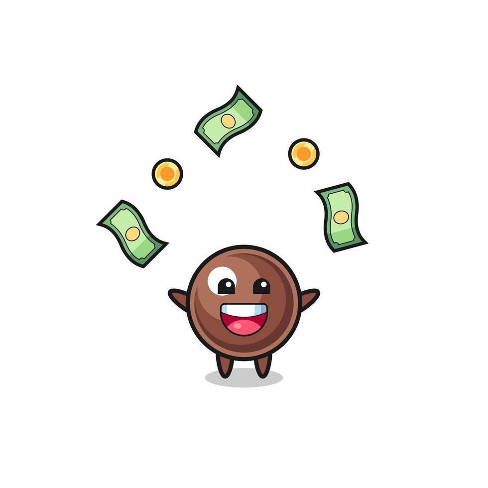 illustration of the tapioca pearl catching money falling from the sky vector