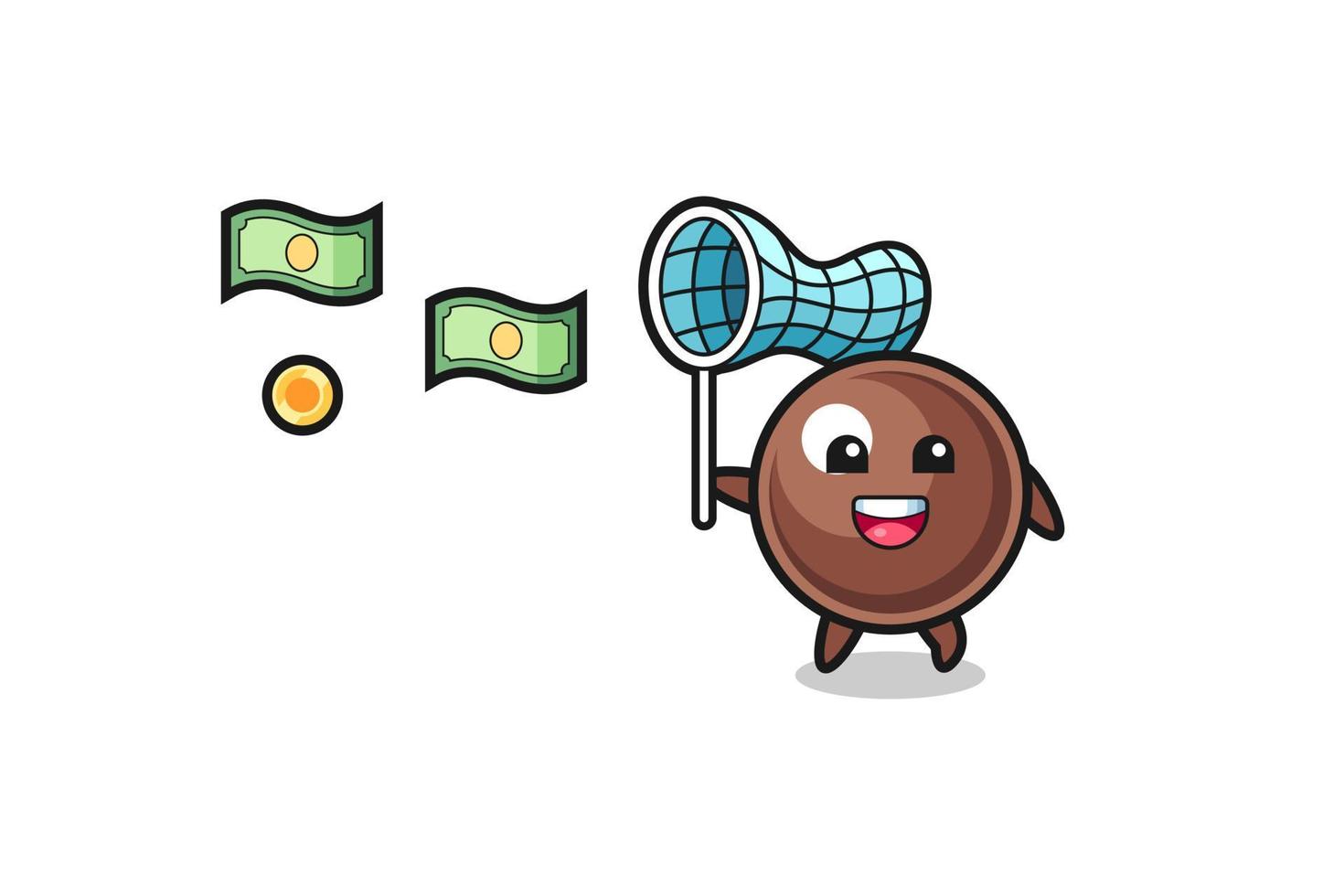 illustration of the tapioca pearl catching flying money vector