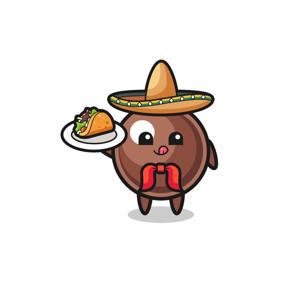 tapioca pearl Mexican chef mascot holding a taco vector