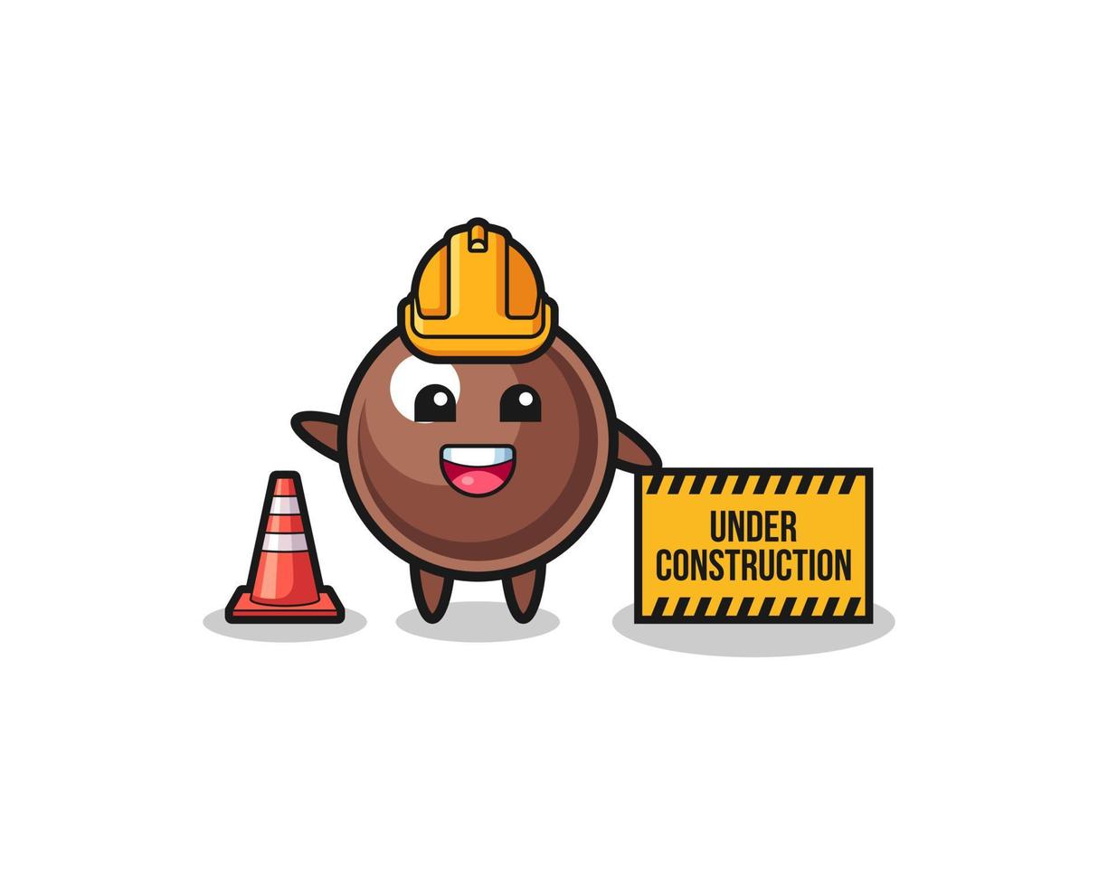 illustration of tapioca pearl with under construction banner vector