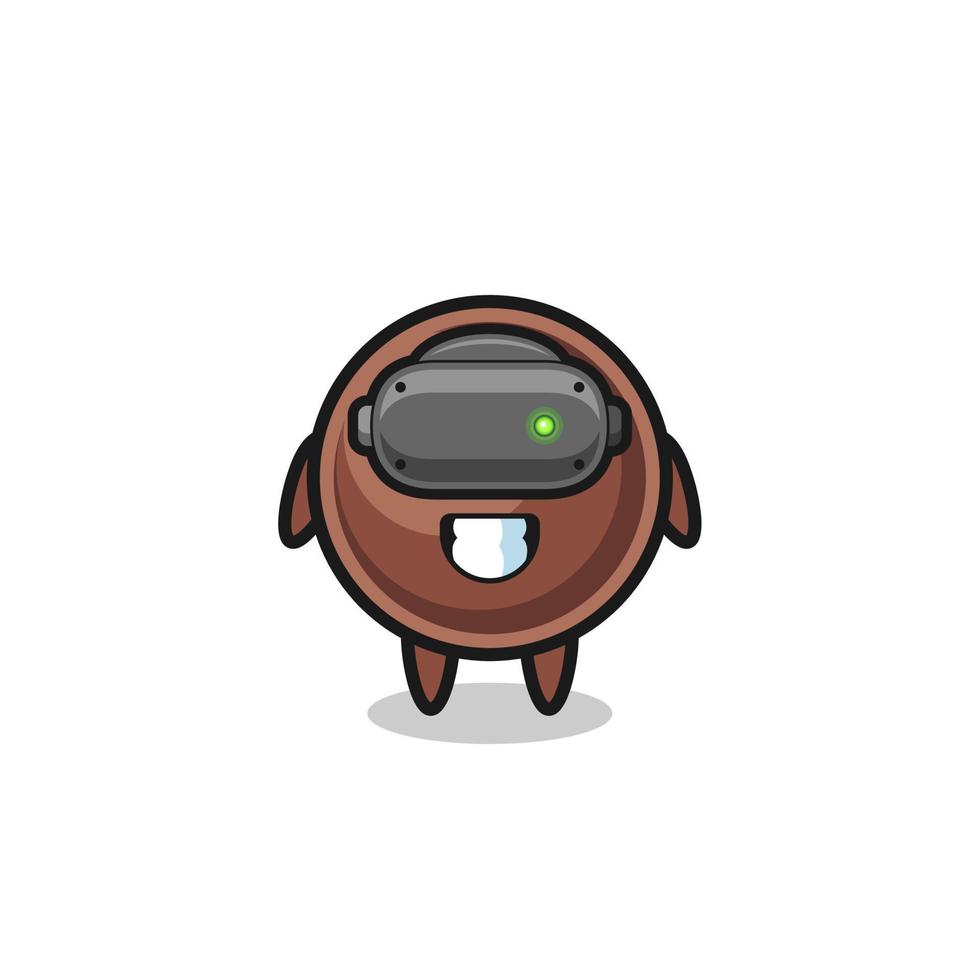 cute tapioca pearl using VR headset vector