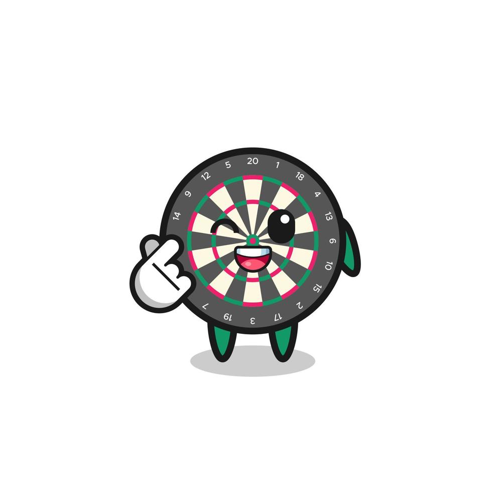 dart board character doing Korean finger heart vector