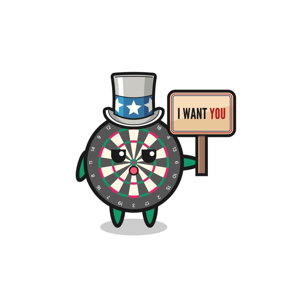 dart board cartoon as uncle Sam holding the banner I want you vector
