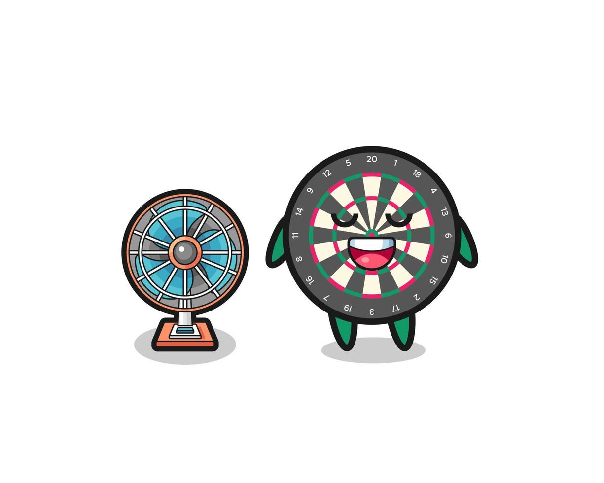 cute dart board is standing in front of the fan vector