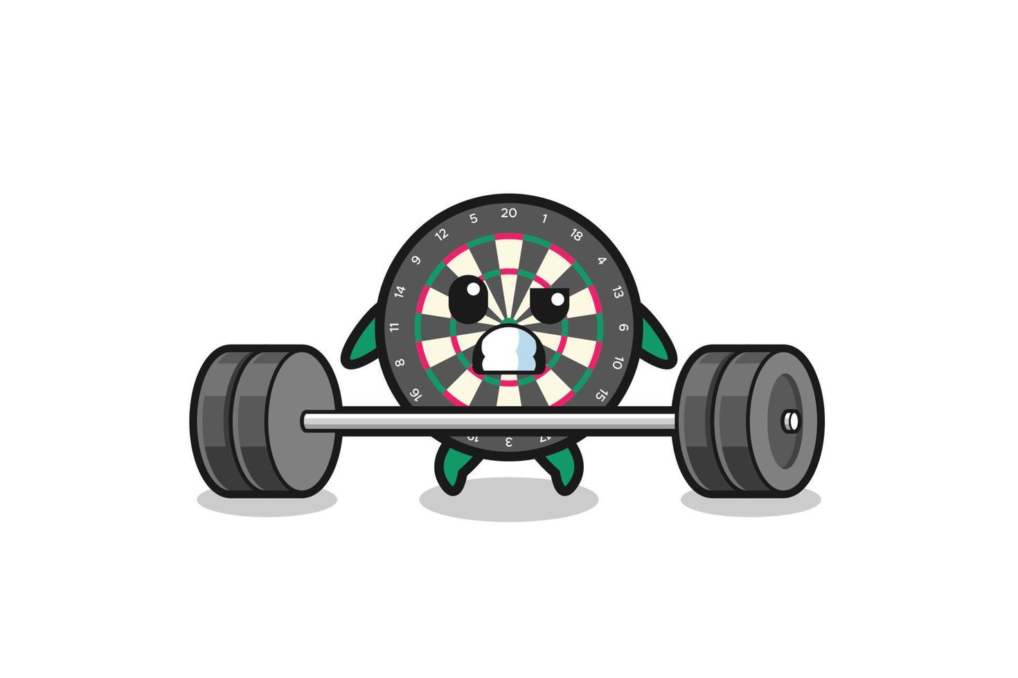 cartoon of dart board lifting a barbell vector