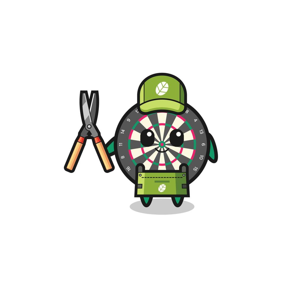 cute dart board as gardener mascot vector
