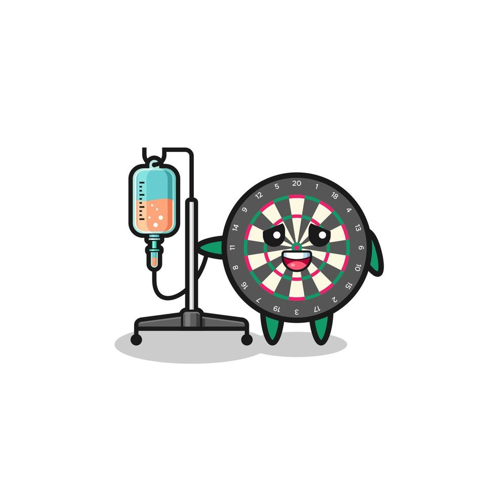 cute dart board character standing with infusion pole vector