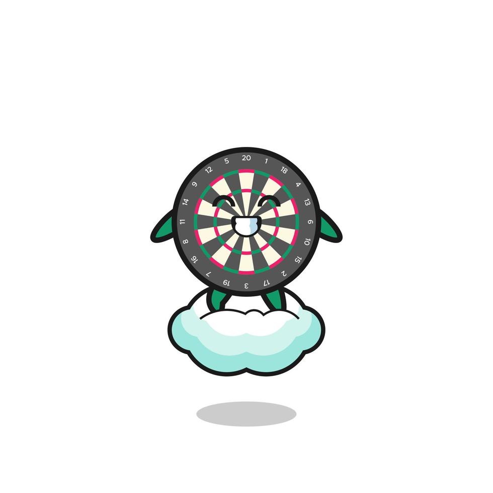 cute dart board illustration riding a floating cloud vector