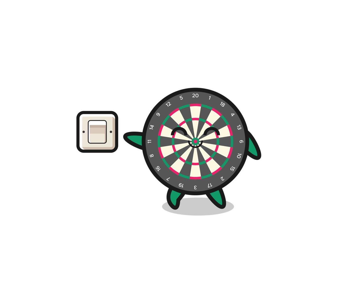 cartoon dart board is turning off light vector