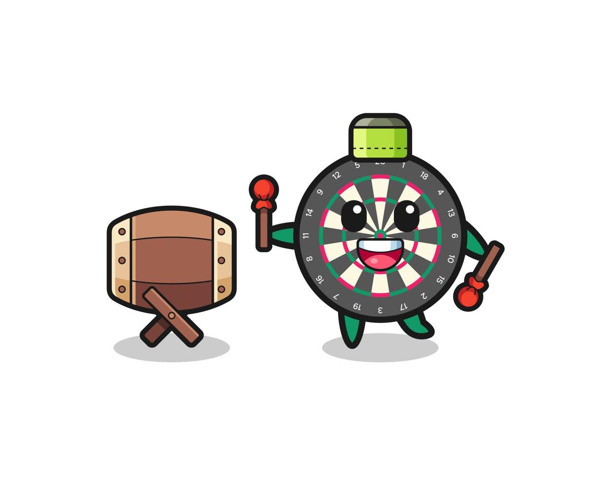 dart board muslim cartoon is beating the bedug vector