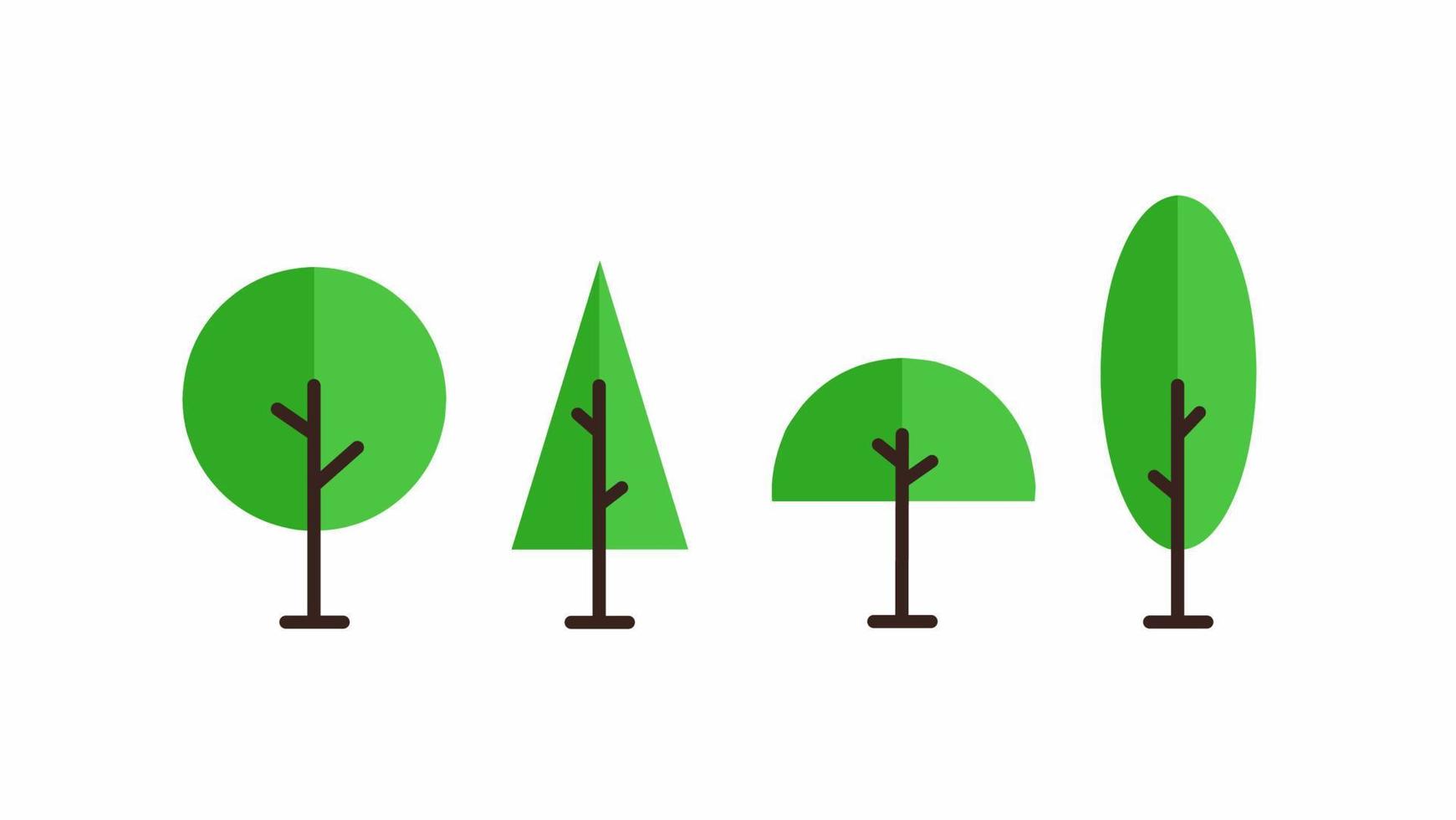 cute tree flat icon set vector