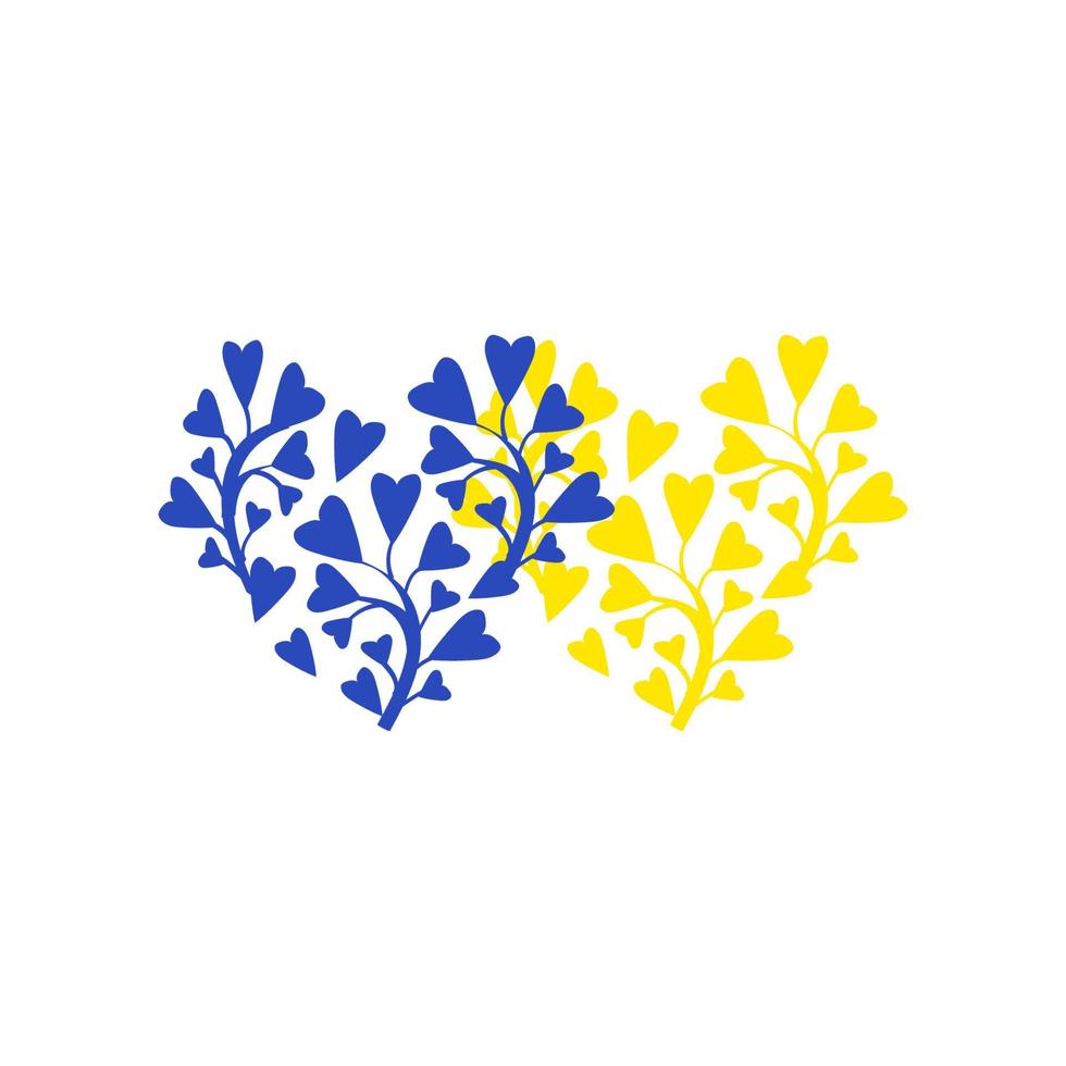 símbolo de corazón estilizado color azul y amarillo la bandera ucraniana vector