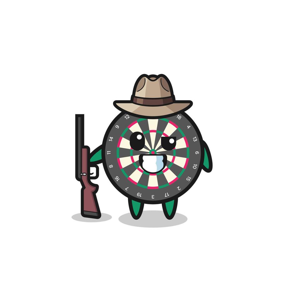 dart board hunter mascot holding a gun vector