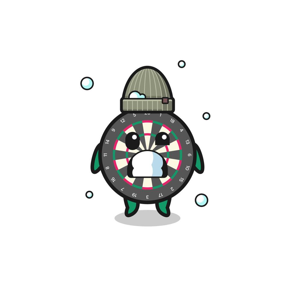 cute cartoon dart board with shivering expression vector