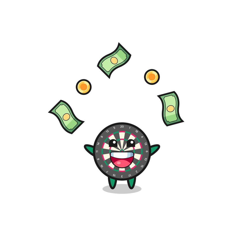 illustration of the dart board catching money falling from the sky vector