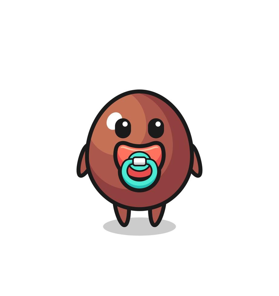 baby chocolate egg cartoon character with pacifier vector