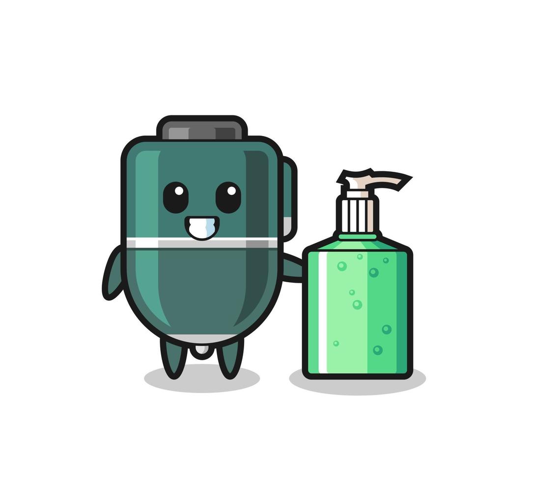 cute ballpoint cartoon with hand sanitizer vector