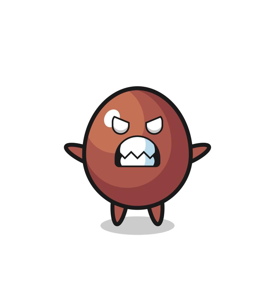 expresión iracunda del personaje de la mascota del huevo de chocolate vector