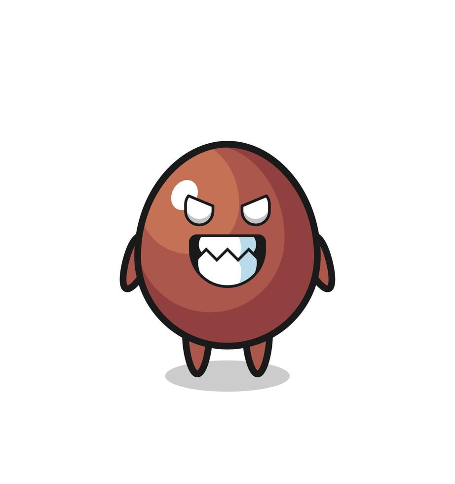 expresión malvada del personaje de la mascota linda del huevo de chocolate vector