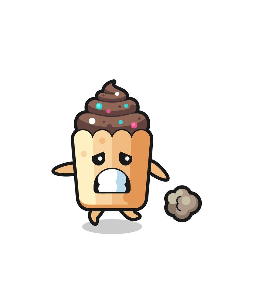 illustration of the cupcake running in fear vector