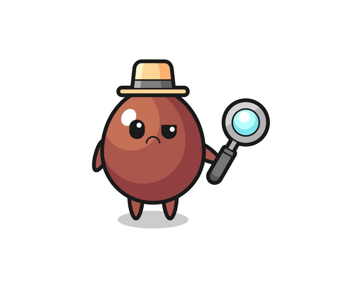the mascot of cute chocolate egg as a detective vector
