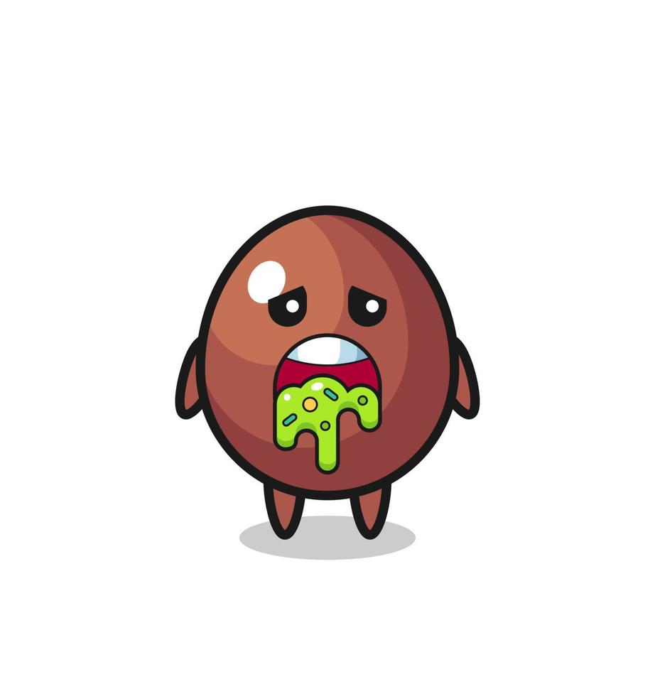the cute chocolate egg character with puke vector