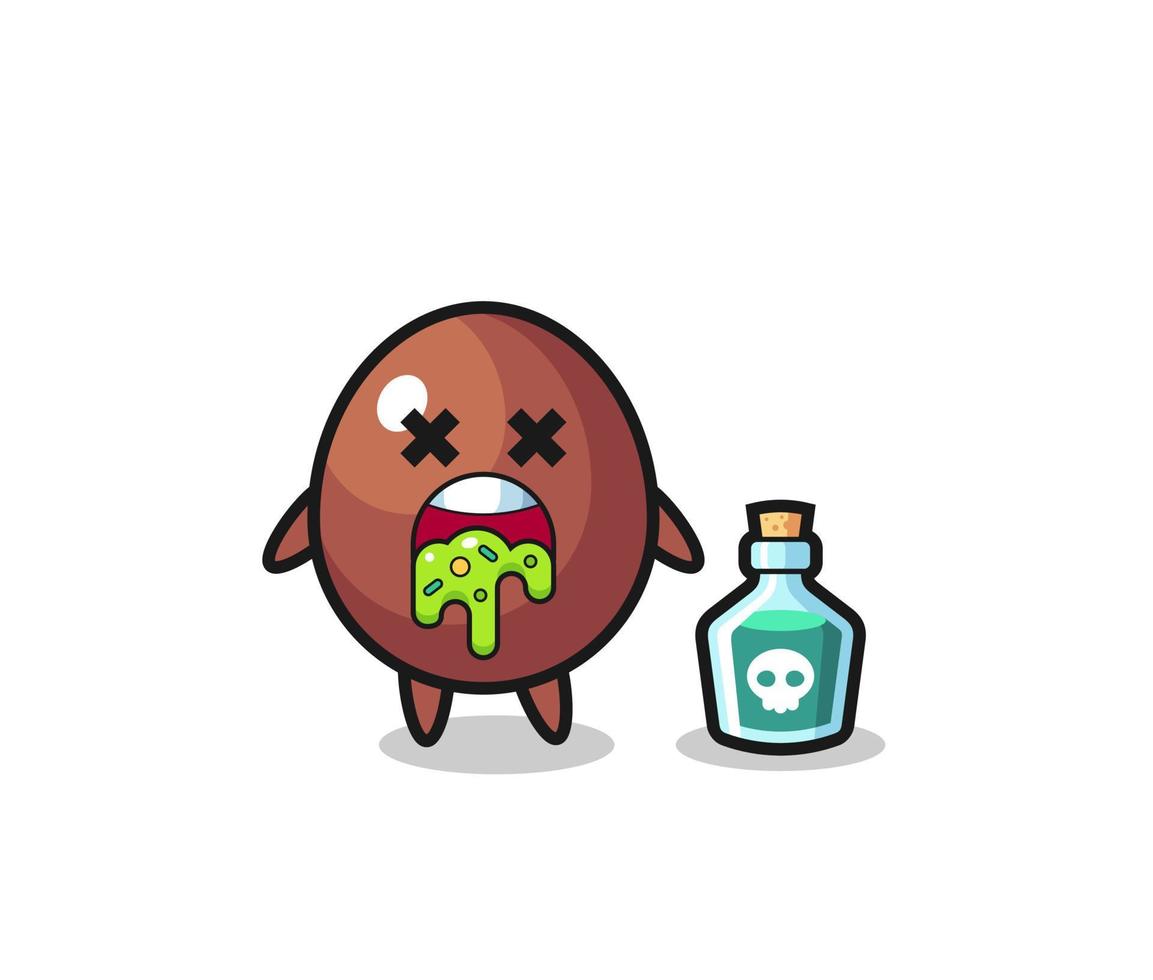 ilustración de un personaje de huevo de chocolate vomitando debido a envenenamiento vector