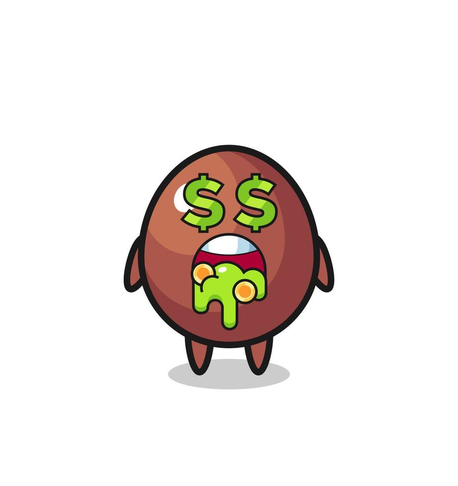 chocolate egg character with an expression of crazy about money vector