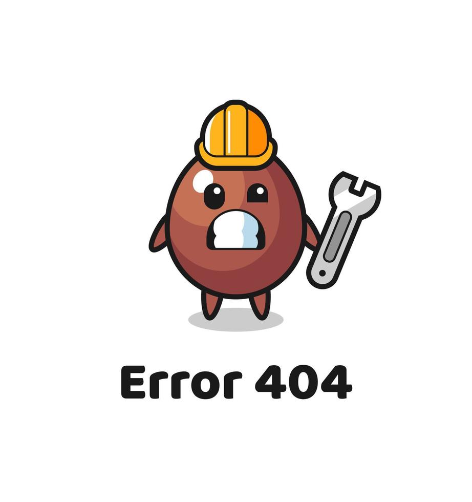 error 404 con la linda mascota del huevo de chocolate vector