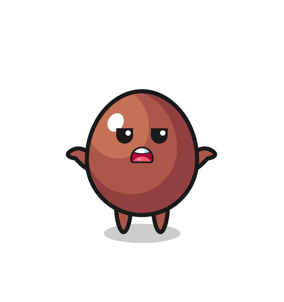 chocolate egg mascot character saying I do not know vector