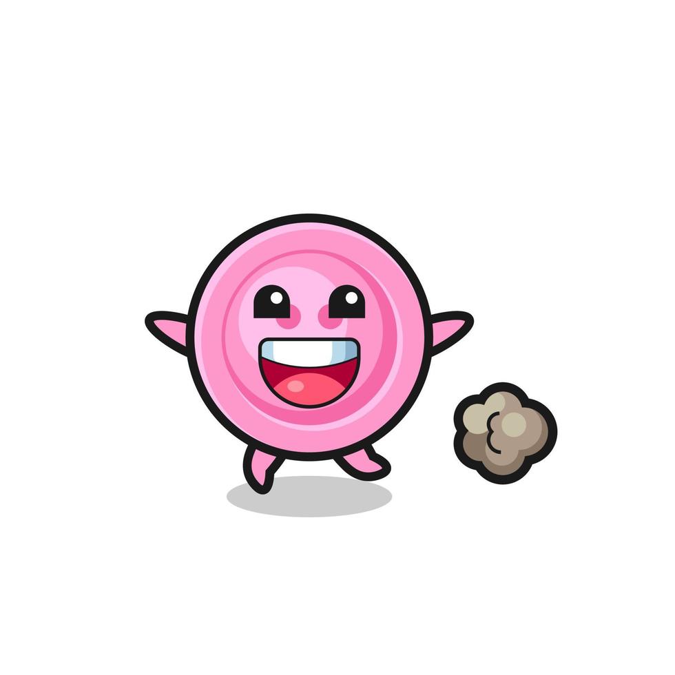 the happy clothing button cartoon with running pose vector