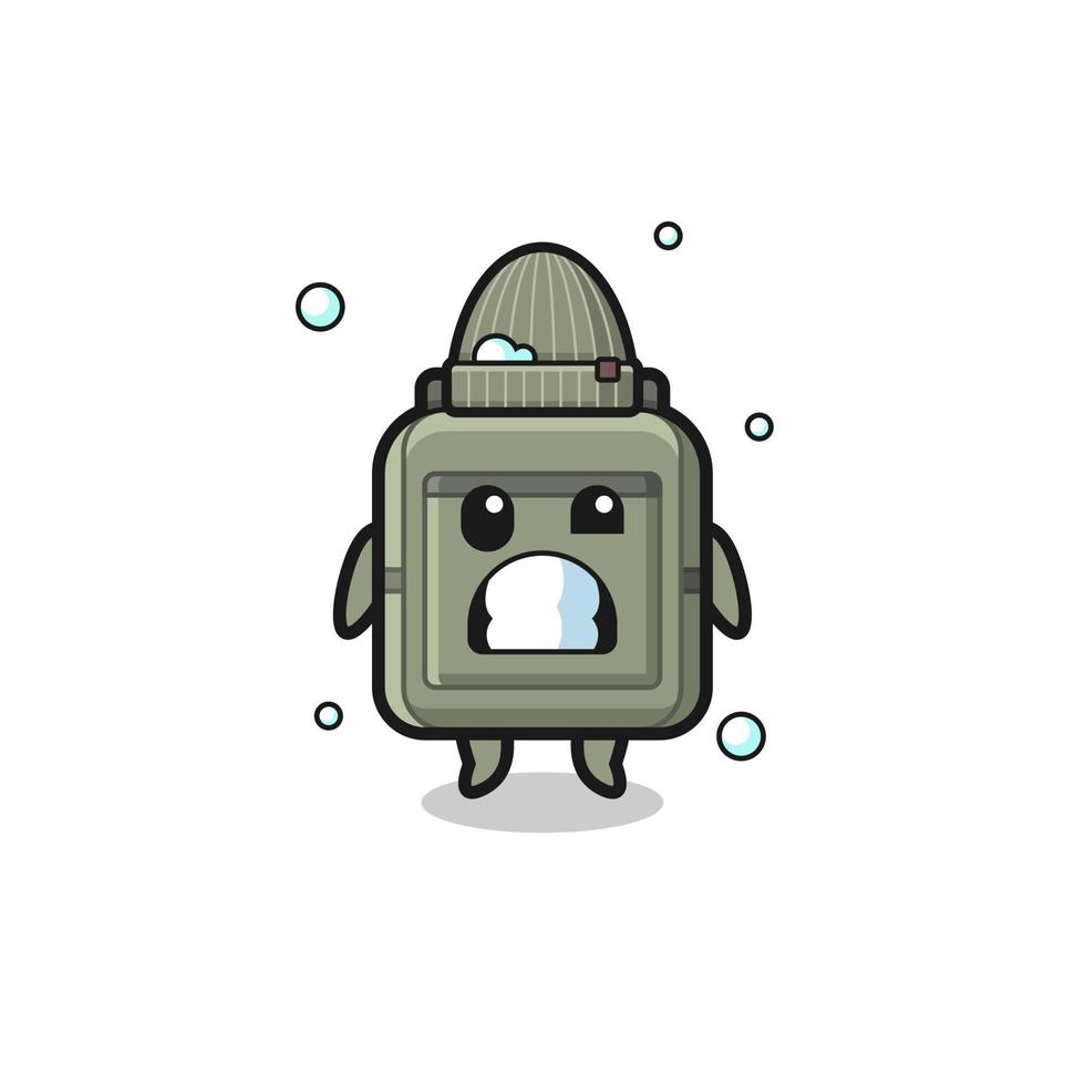 cute cartoon school bag with shivering expression vector