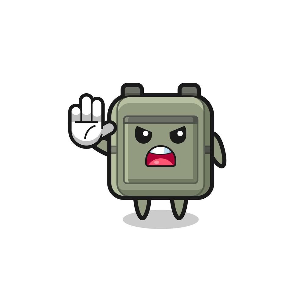 school bag character doing stop gesture vector