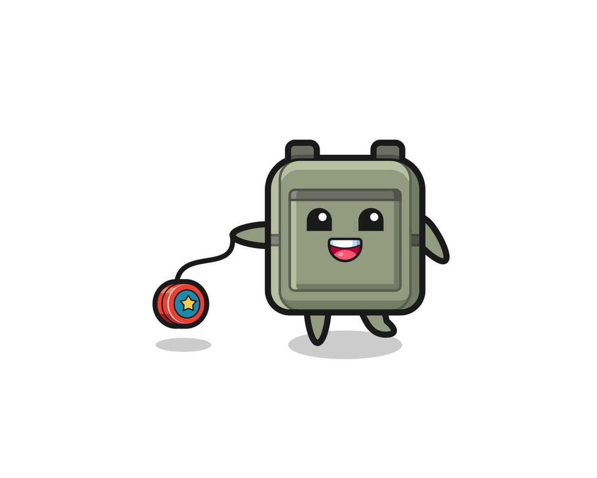 cartoon of cute school bag playing a yoyo vector