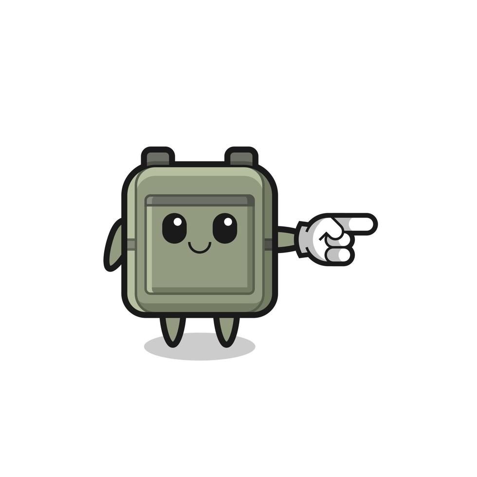 school bag mascot with pointing right gesture vector