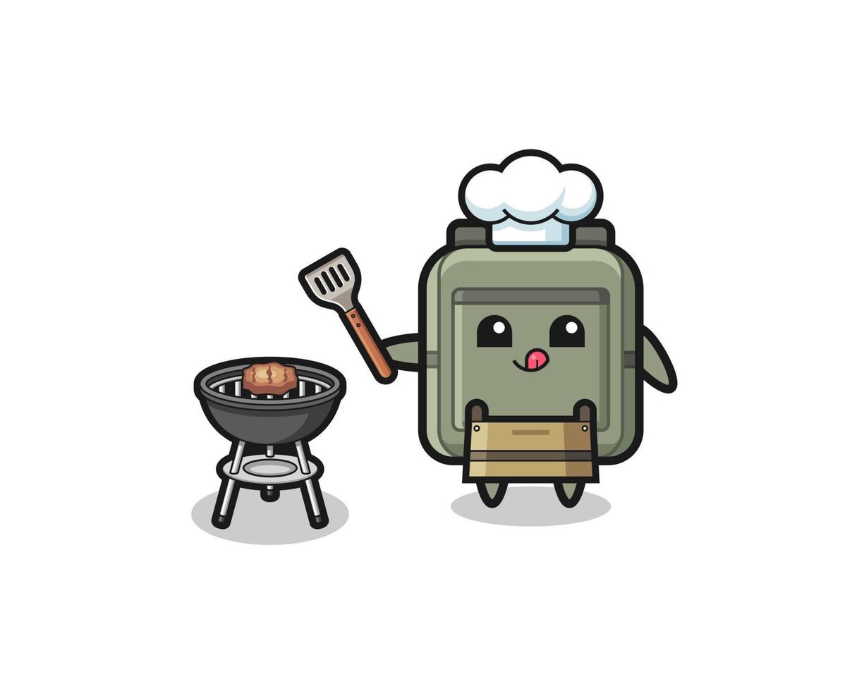 school bag barbeque chef with a grill vector