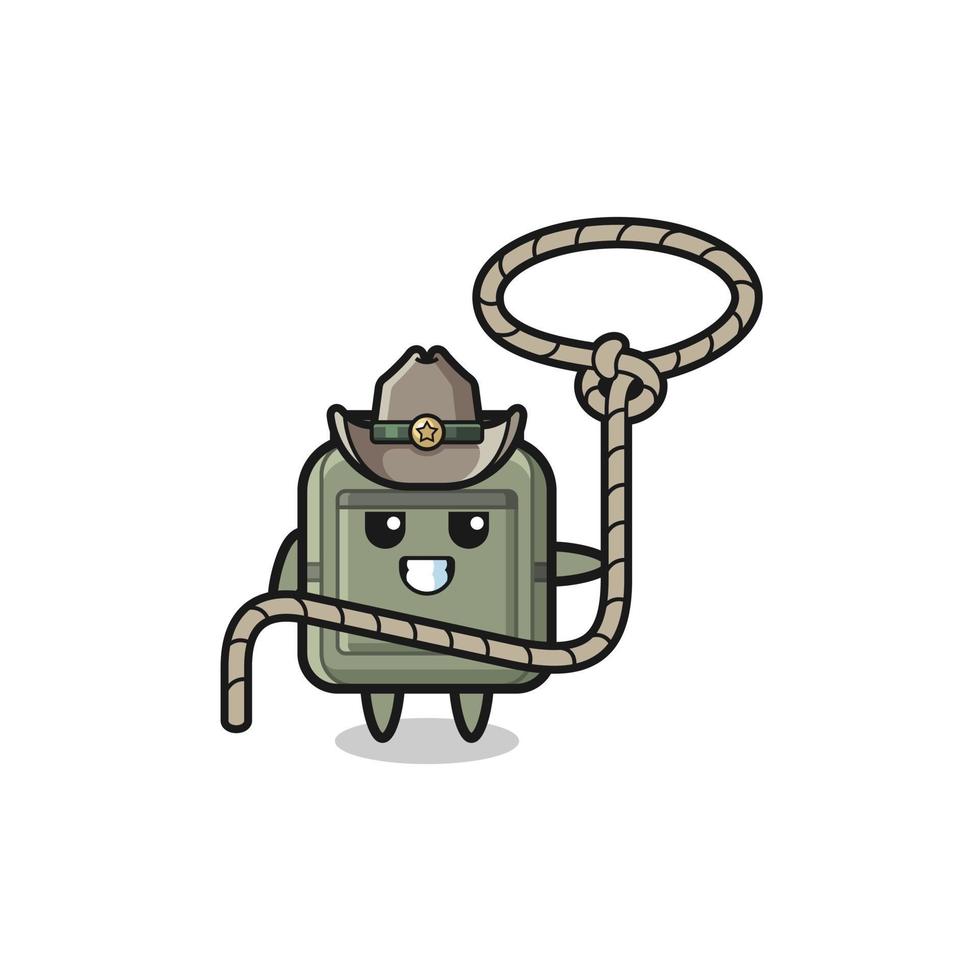 the school bag cowboy with lasso rope vector