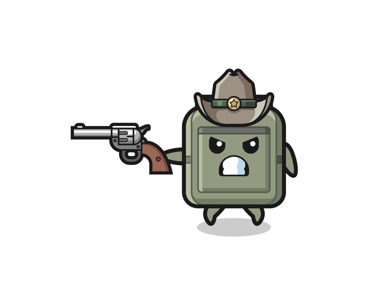 the school bag cowboy shooting with a gun vector