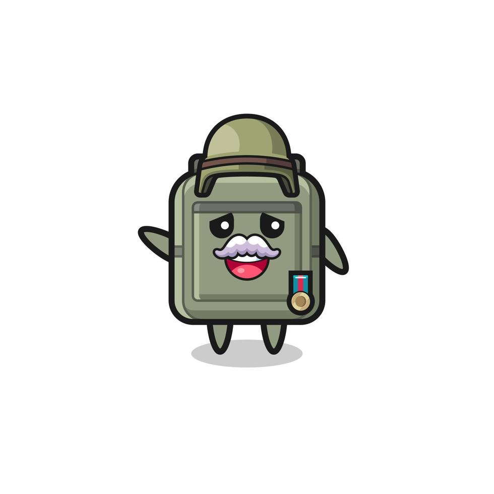 cute school bag as veteran cartoon vector