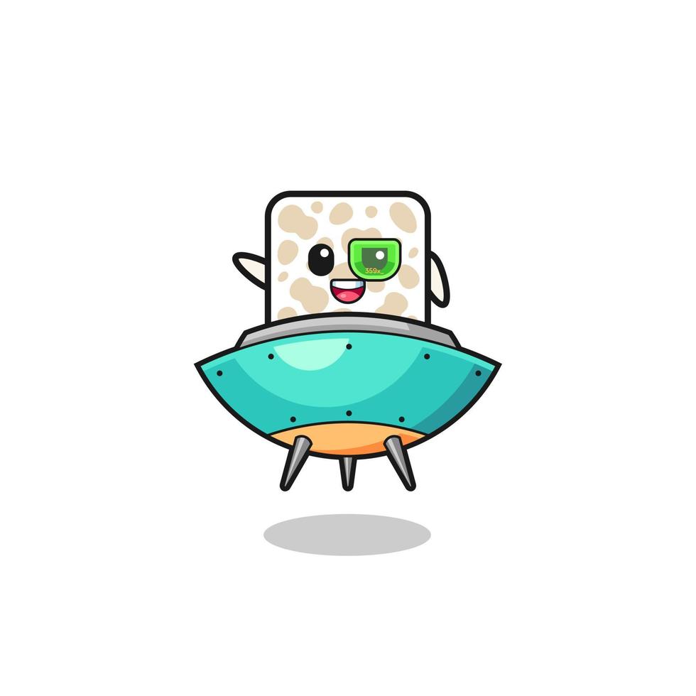 tempeh cartoon riding a future spaceship vector