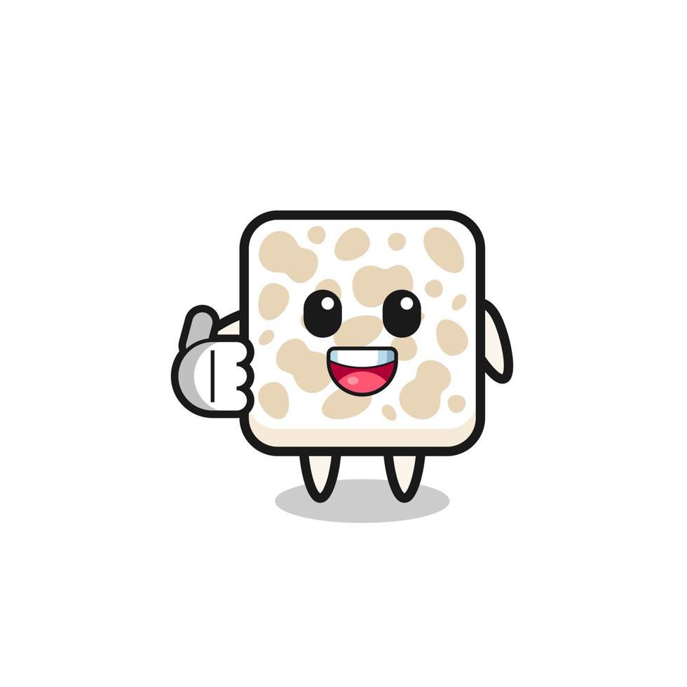 tempeh mascot doing thumbs up gesture vector