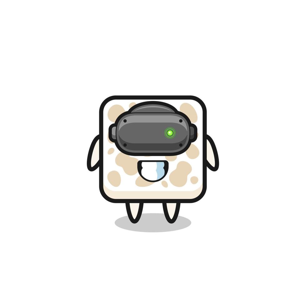 cute tempeh using VR headset vector