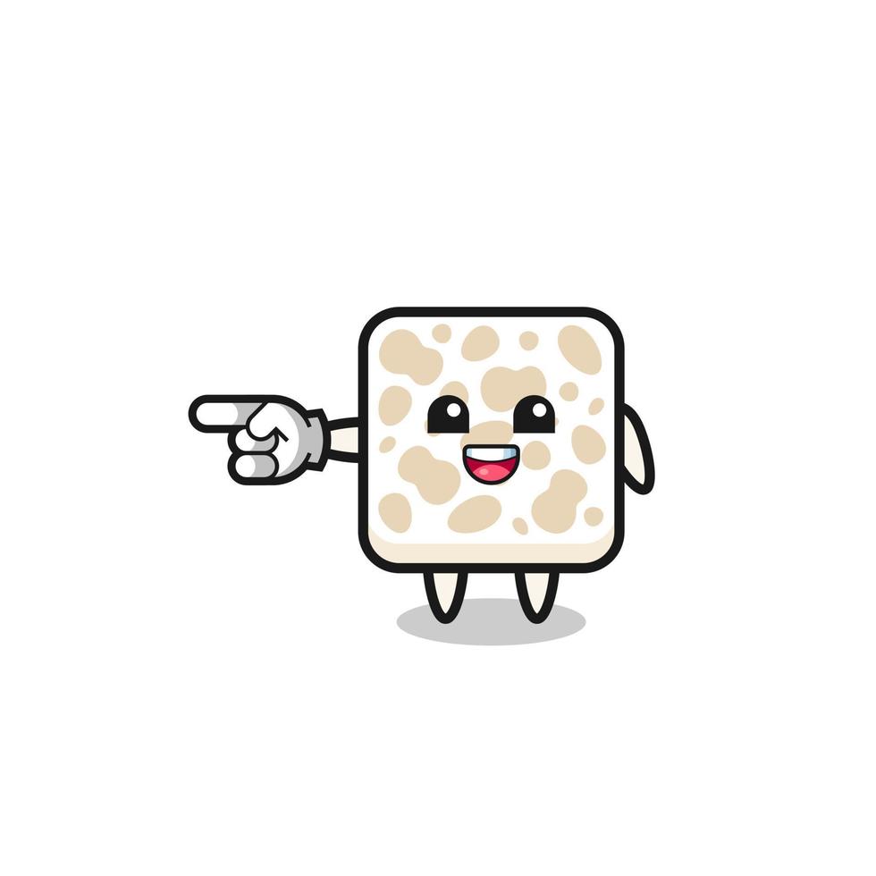 tempeh cartoon with pointing left gesture vector