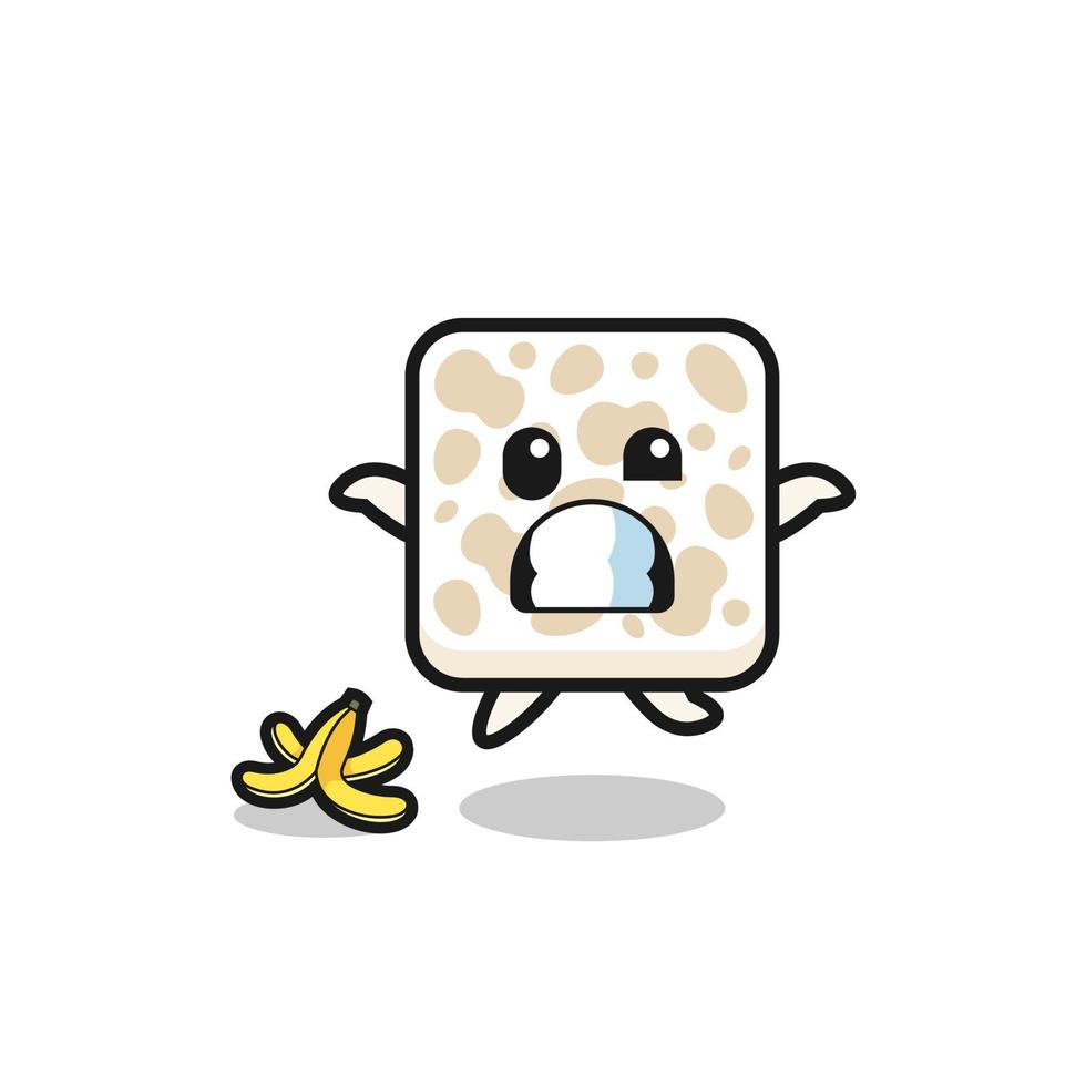 tempeh cartoon is slip on a banana peel vector