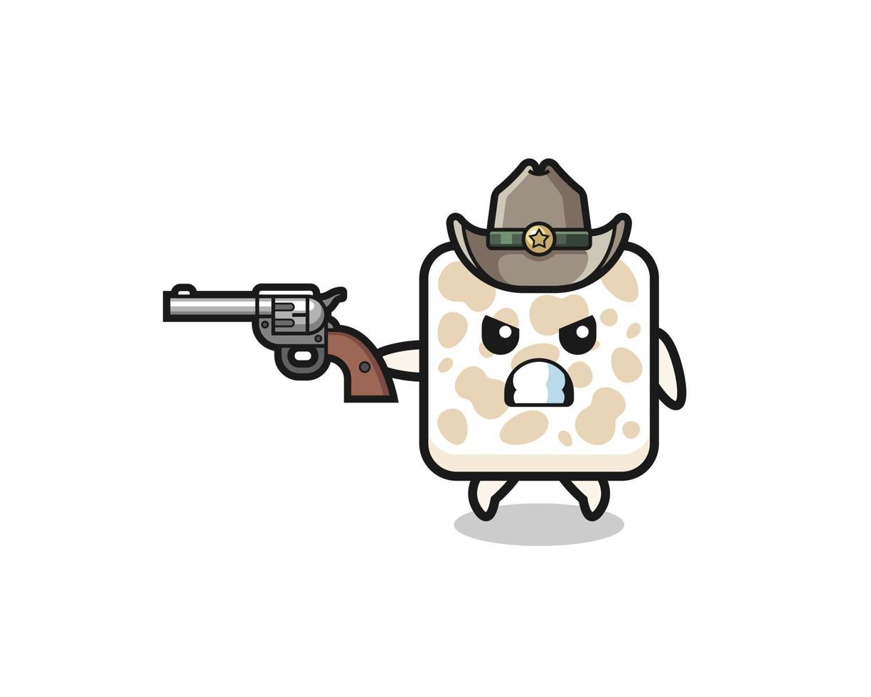 the tempeh cowboy shooting with a gun vector