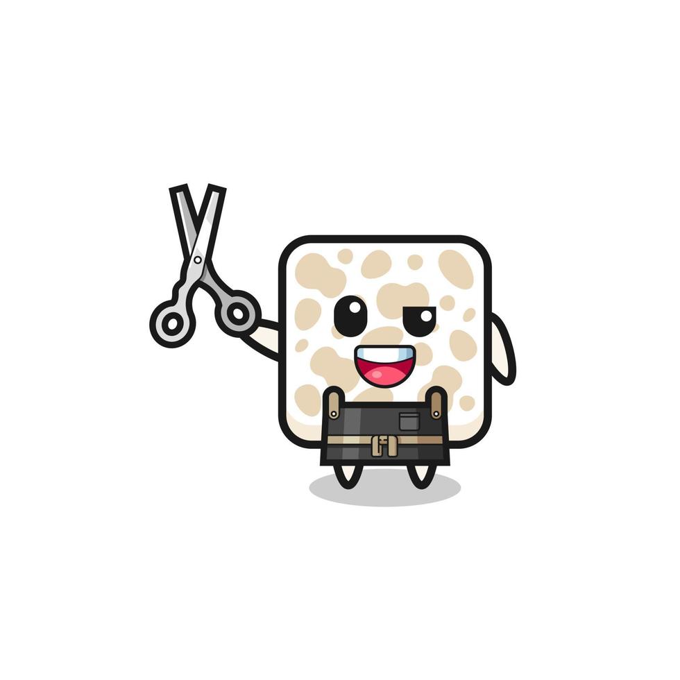 tempeh character as barbershop mascot vector