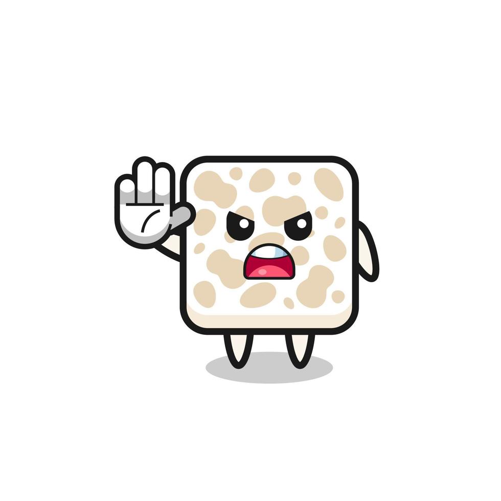 tempeh character doing stop gesture vector