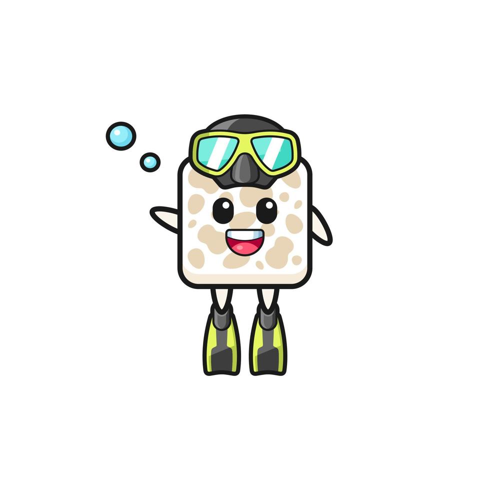 the tempeh diver cartoon character vector