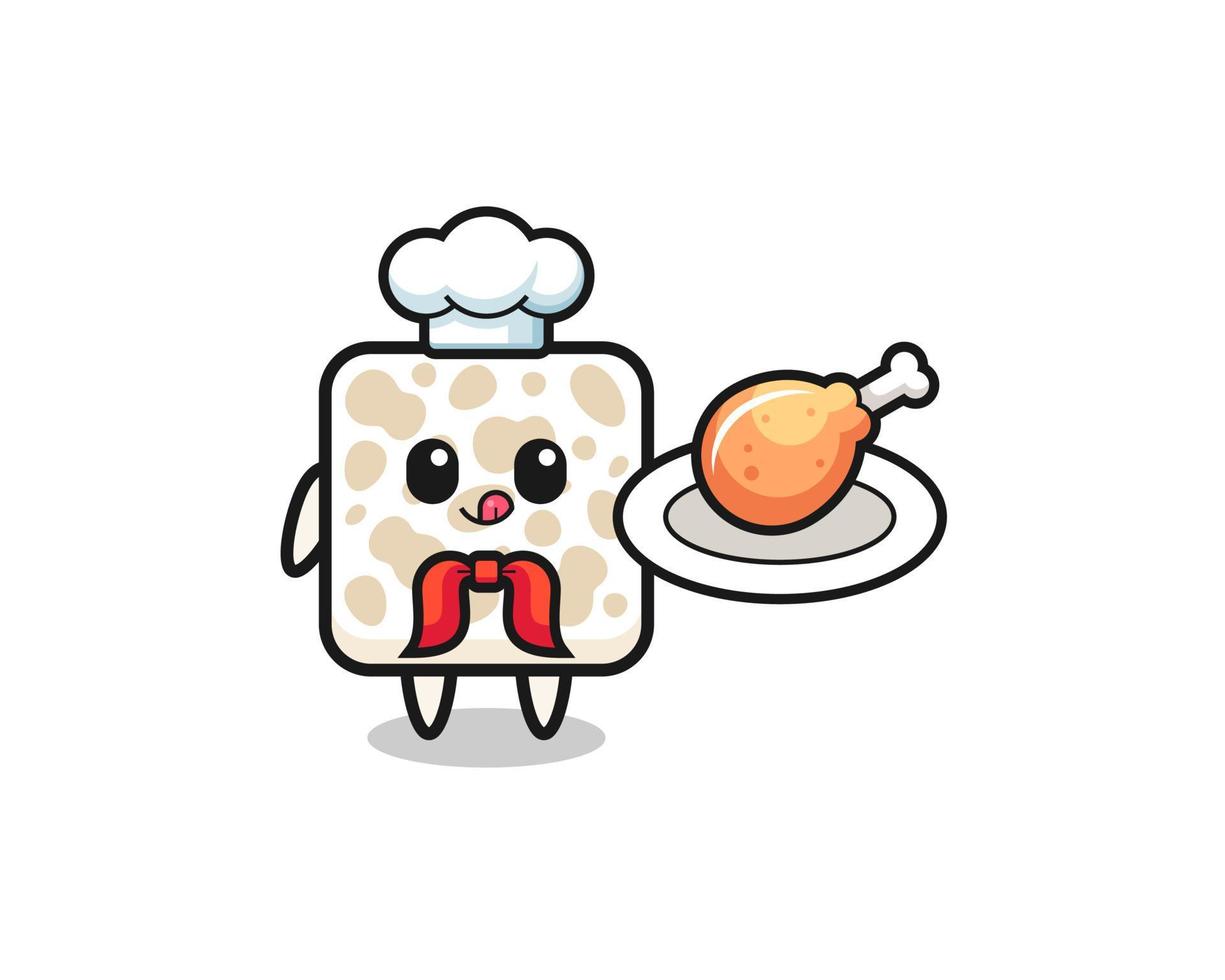 personaje de dibujos animados de chef de pollo frito tempeh vector