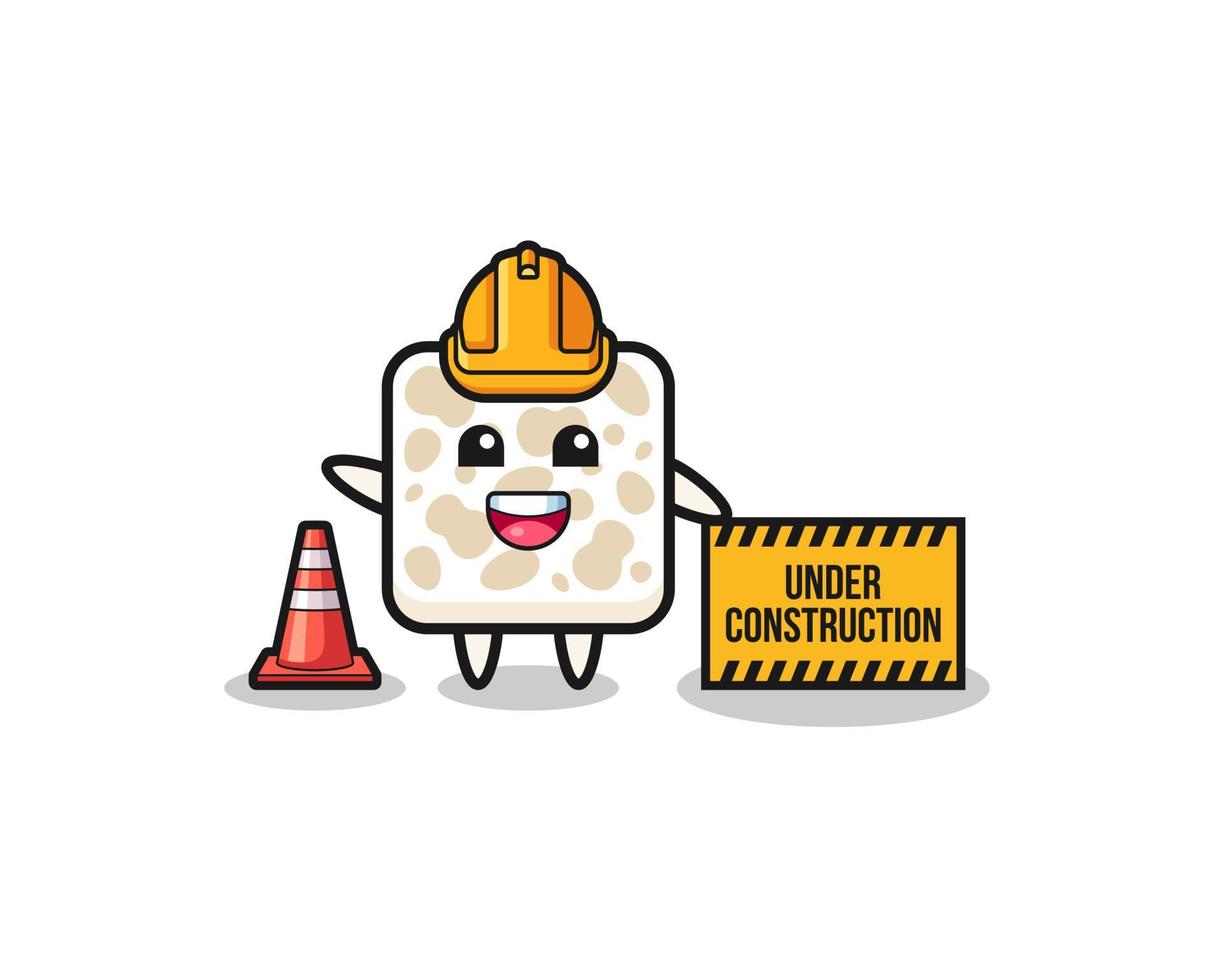 illustration of tempeh with under construction banner vector